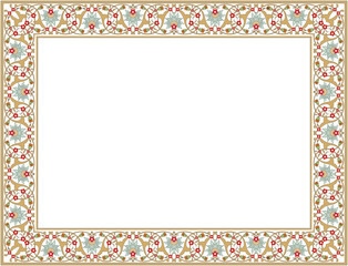 Vector illustration for Arabic floral frame, Traditional Islamic design, turkish traditional floral ornament, Suitable for use in mosque decorations, backgrounds, calligraphy, frames.