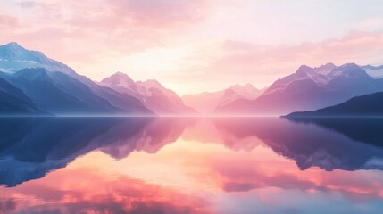 Obraz premium Majestic Mountain Lake Sunrise Sunset Panorama