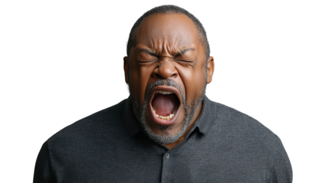 Furious senior man shouting with transparent background - Powered by Adobe