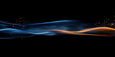 Abstract Blue Orange Wave Sparks Dark Background Design