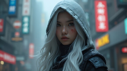 portrait of a young woman in the street