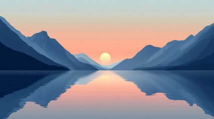 Obraz premium Pixelated Mountains Sunset Over Calm Lake