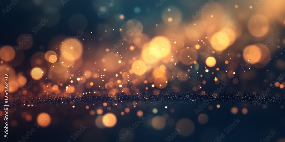 Poster golden bokeh lights sparkle on dark background