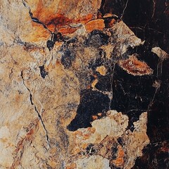 Brown orange black abstract marble pattern texture. Close-up.