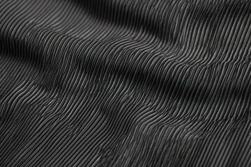 Black white corduroy surface texture. Dark gray elegant background with space for design. Natural cotton ribbed fabric. Durable cloth.