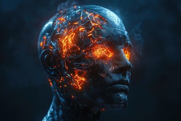 Obraz premium Humanoid Robot Head Representing Artificial Intelligence Concept