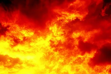 Black yellow orange red sky. Bloody fiery red dramatic sky background with space for design. Night. Explosion flash blaze fire.