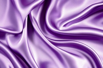 Light purple silk satin. Shiny smooth fabric. Wavy folds. Elegant lilac background with space for design.