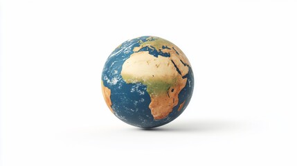 Vintage Earth globe, 3D render, white background, global concept