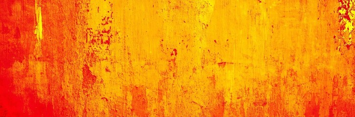 Obraz premium Yellow orange red grunge texture. Toned rough wall surface. Vintage background with space for design. Web banner. Wide.