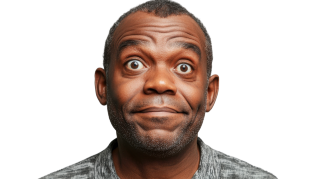 Portrait of surprised mature man with transparent background