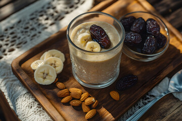 Smoothies of banana and dates for iftar in ramadhan