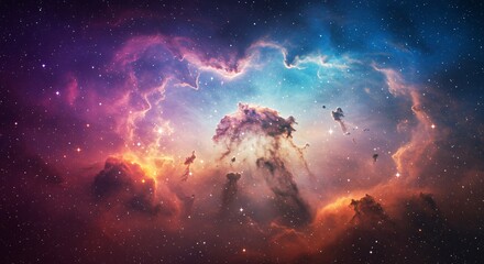 Obraz premium Cosmic nebula-inspired textures with vibrant colors and glowing stars