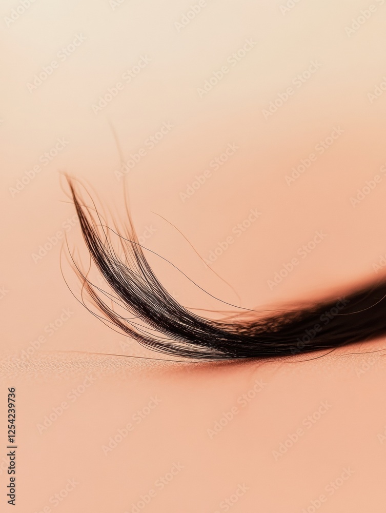Poster close examination reveals a broken strand of hair on a soft surface showcasing intricate texture and