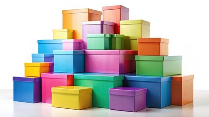 Obraz premium A set of colorful nested boxes with varying sizes are stacked on top of each other in a tidy arrangement