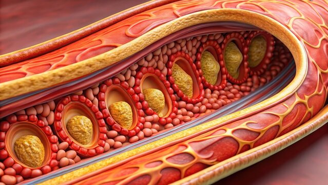 Cross section of an artery showing atherosclerosis and atheromatous plaque formation