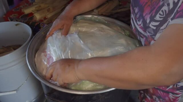 Traditional process of making delicious Mexican tamales from start to finish