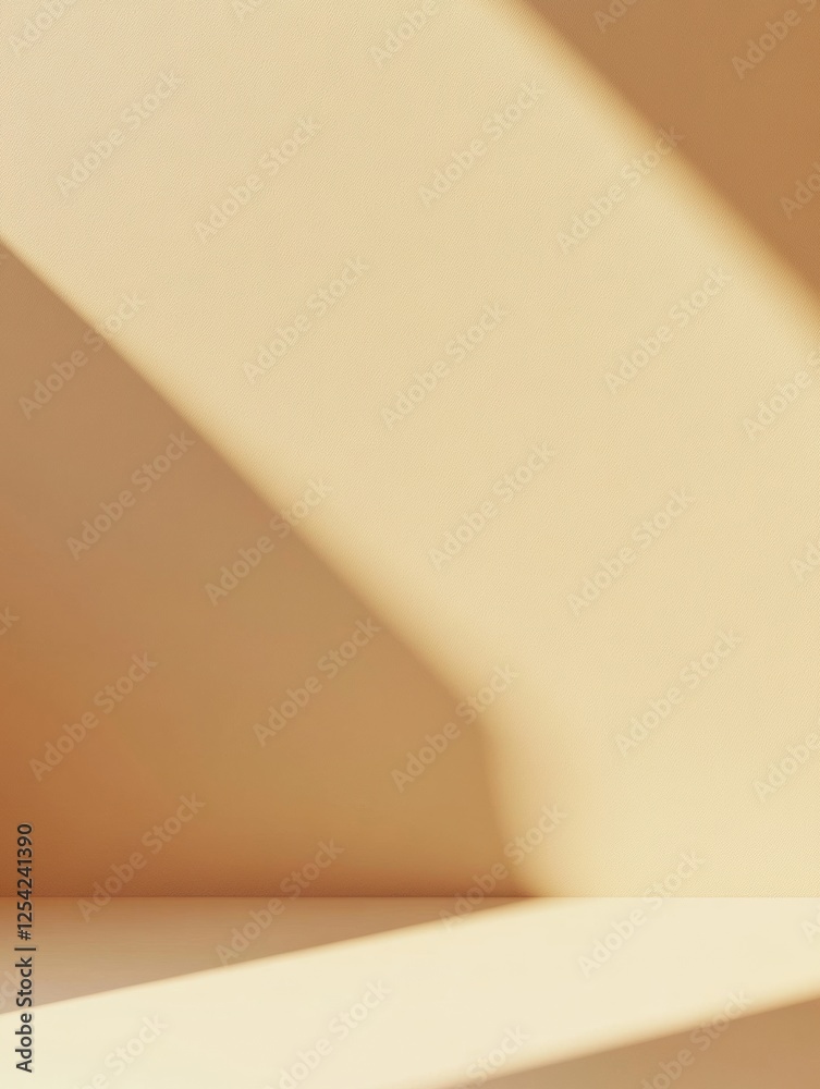 Poster Minimalistic solid color background with soft light creating geometric shadows near the bottom in a serene setting. Generative AI