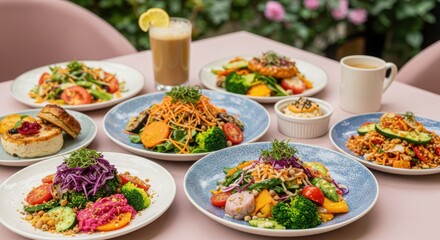 Assortment of healthy dishes for restaurant menu