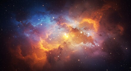 Obraz premium Cosmic nebula-inspired textures with vibrant colors and glowing stars