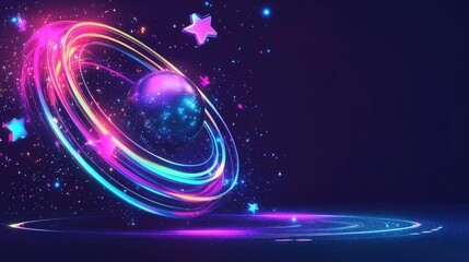 Obraz premium Startup Business Innovation Concept in Futuristic Cyber Galaxy Space