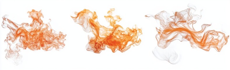 Orange flame wisps, studio shot, white background, design element