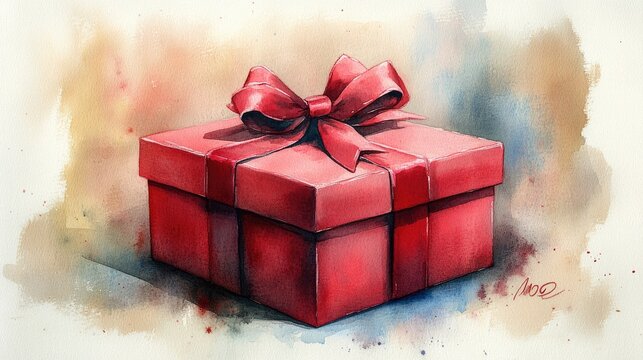 A beautifully wrapped red gift box with a bow, evoking feelings of celebration and surprise.