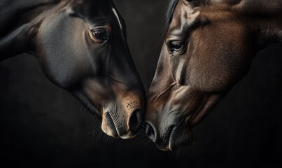 Obraz premium Equine Elegance: A Study in Dark Horses