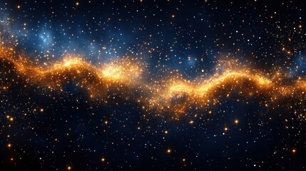 Obraz premium Cosmic nebula with swirling orange and blue gas clouds in deep space.