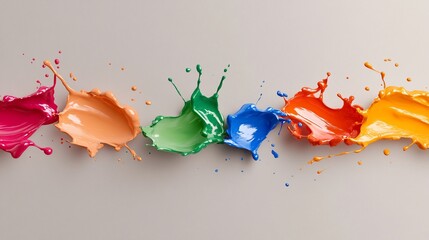Colorful splashes of paint on a neutral background.