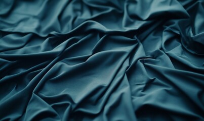 A wrinkled dark teal fabric texture creating a soft, elegant look.