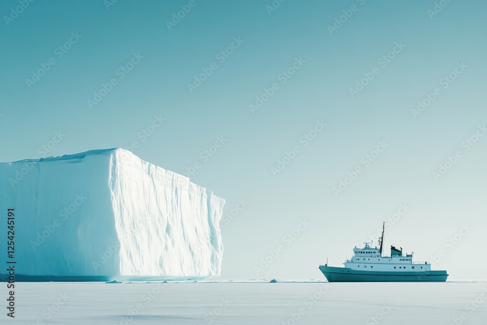 Aufkleber expedition vessel navigating near massive ice iceberg in polar region during daylight hours. generat
