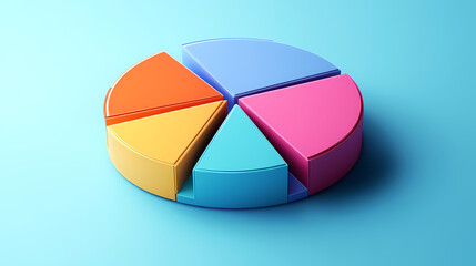 Obraz premium Colorful Pie Chart with Five Sections on Light Blue Background