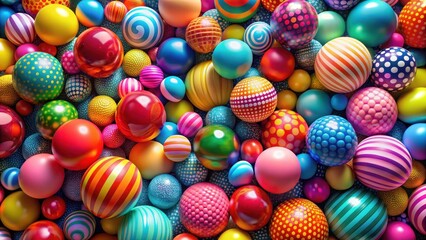Fototapeta premium Colorful background with vibrant balls in various shapes and sizes, creating a playful and energetic atmosphere