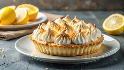 Lemon Meringue Pie with Toasted Peaks on a Plate, food, dessert,  food, dessert, kitchen delights