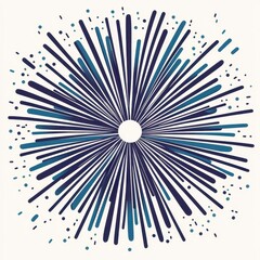 Obraz premium Fireworks cheer display concept. Abstract radial pattern with elongated lines and dots in varying shades of blue and black