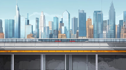 Fototapeta premium Urban landscape with high skyscrapers and subway. vector illustration. Underground Skyscrapers. Illustration