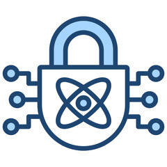 Quantum Cryptography Blue Icon