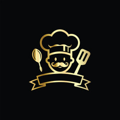 Restaurant logo. Vector illustration of a restaurant logo on a black background.
