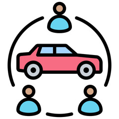 Car Sharing Outline Color Icon