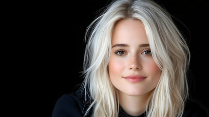 Fototapeta premium Woman, blonde hair, portrait, dark background, beauty (2)
