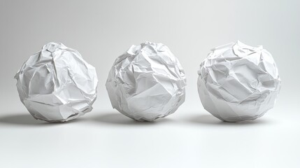 Crumpled paper balls forming a creative sculpture, symbolizing teamwork and innovation.