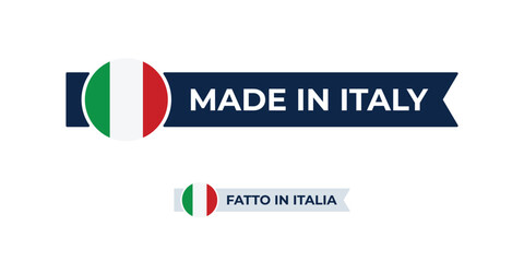 Made in Italy label with Italian flag colors. High-quality certification badge for Italian products, branding, and manufacturing authenticity