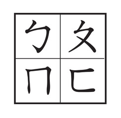 Bopomofo (注音符號)， Zhuyin Fuhao， simply Zhuyin is a transliteration system for Standard Chinese and other Sinitic languages. It is the principal method of teaching Chinese Mandarin pronunciation in Taiw