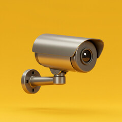 Modern Security Camera on Yellow Background
