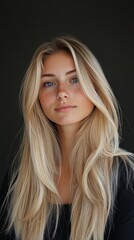 Naklejka premium Portrait of a Young Woman with Long Blonde Hair