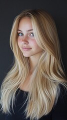 Naklejka premium Portrait of a Young Woman with Long Blonde Hair