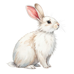 Obraz premium A fluffy rabbit with long ears and soft fur, sitting elegantly with a curious expression.