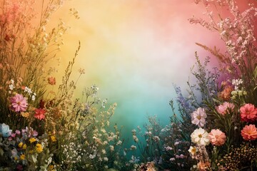 Vibrant Wildflower Meadow Spring Floral Background