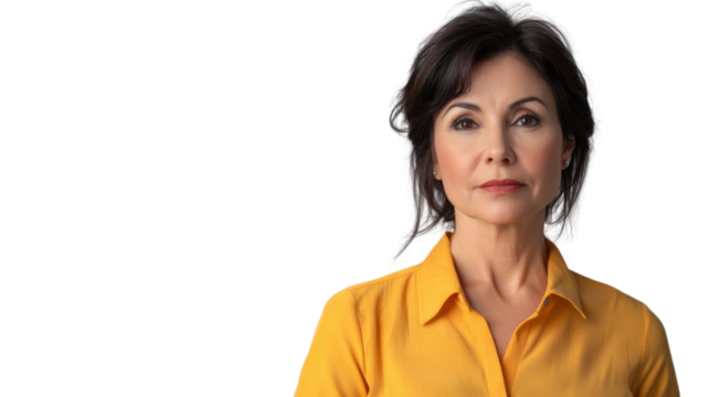 Confident businesswoman with transparent background: empowering portrait of a successful female leader